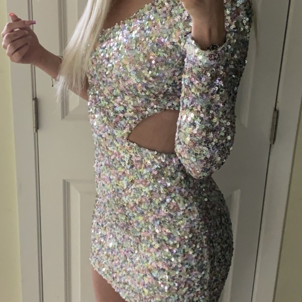 SILVER MINI DRESS - Picture 2 of 6